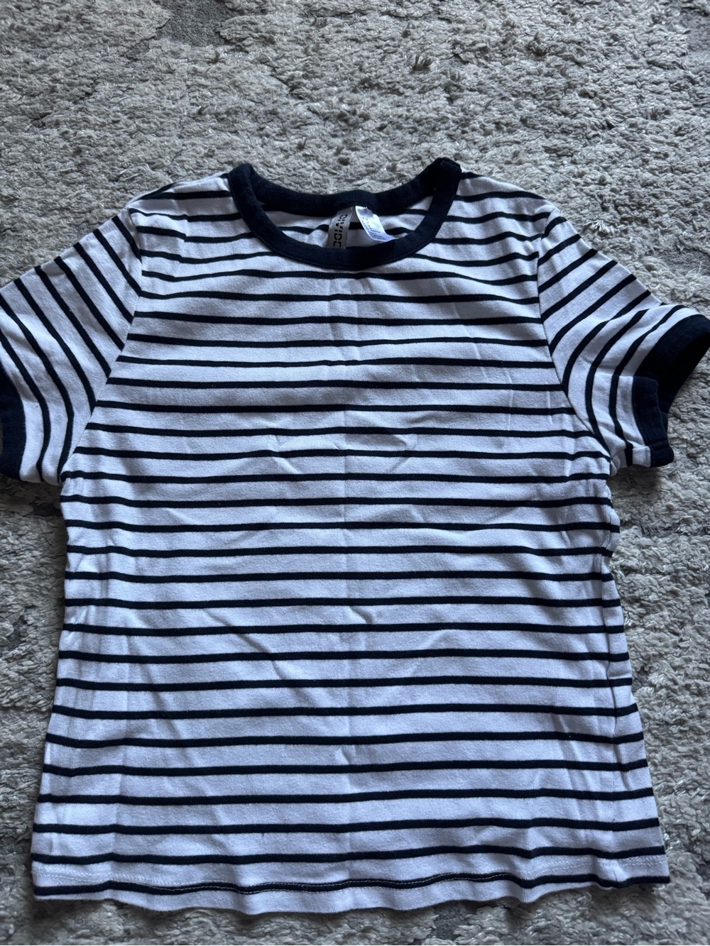 H&M Navy and White Striped Short Sleeve Tee
